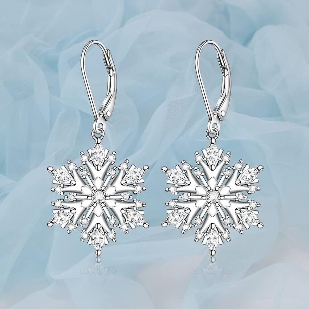 Sterling Silver Blue Snowflake Dangle Earrings Fo… - image 6